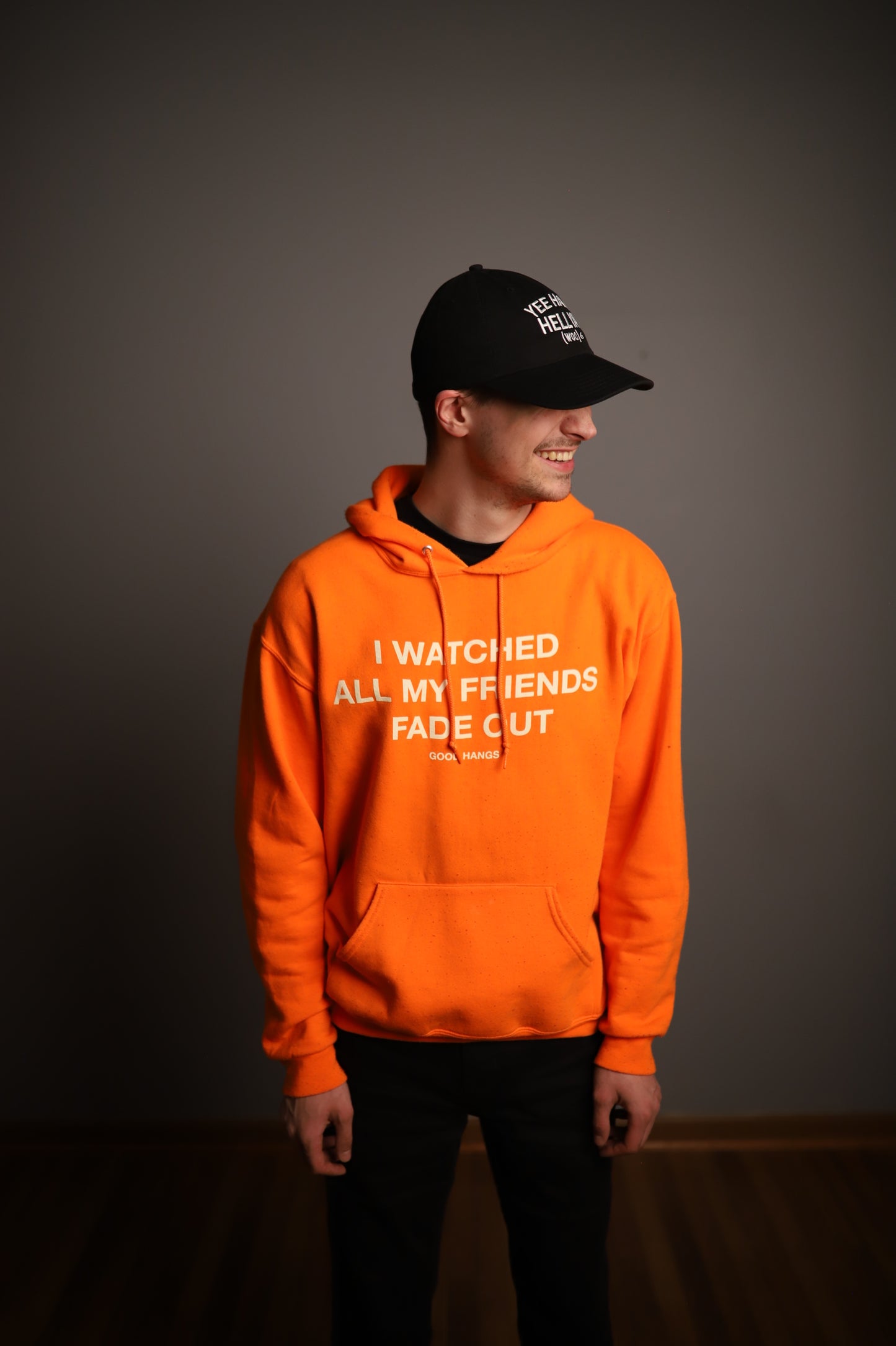 Good Hangs I Watched All My Friends Fade Out Orange Hoodie